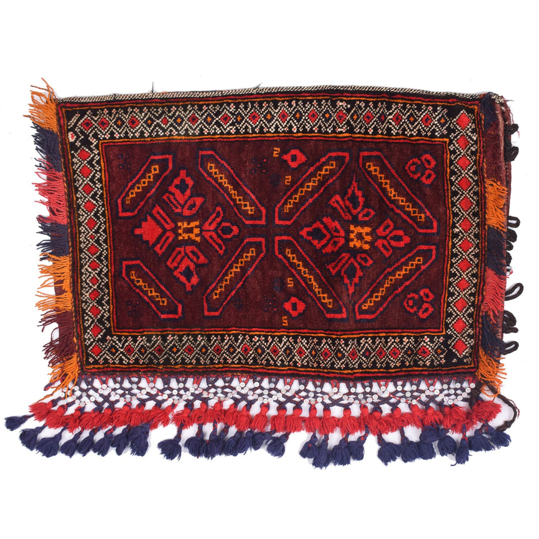 Brown Afghan Balisht Rug 2' x 3' 2" Hand-Knotted