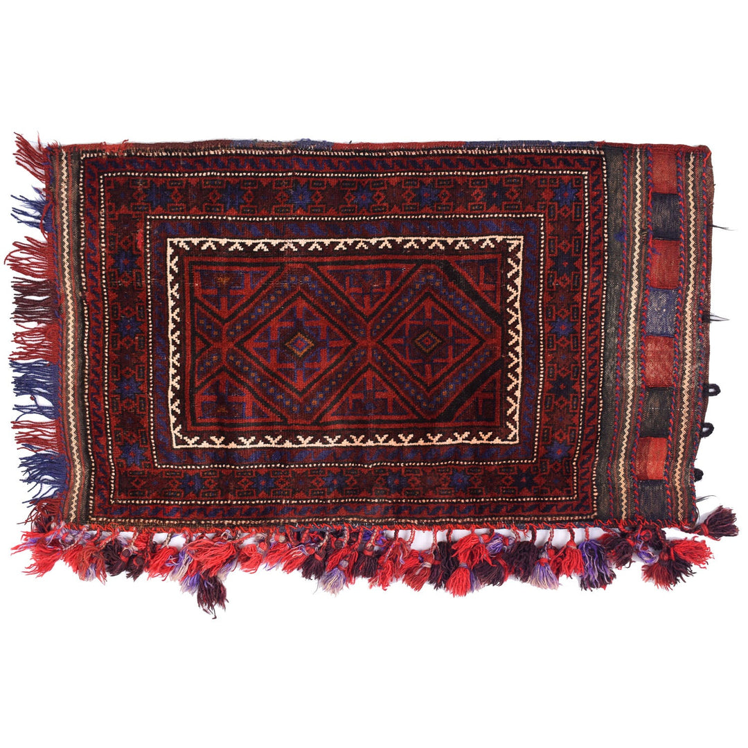 Red Afghan Balisht Rug 2' 2" x 3' 8" Hand-Knotted