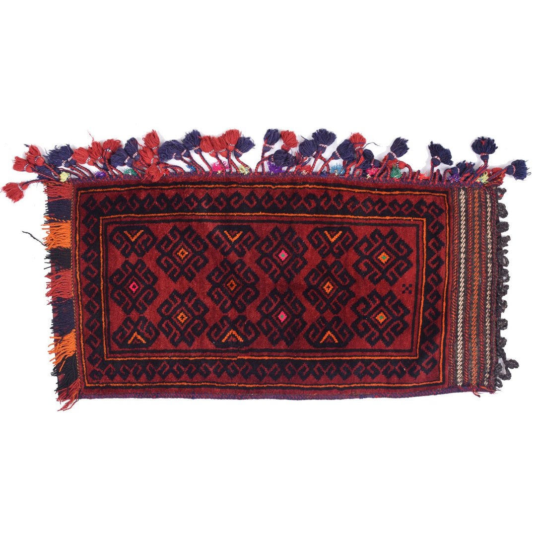 Red Afghan Balisht Rug 1' 8" x 3' 7" Hand-Knotted