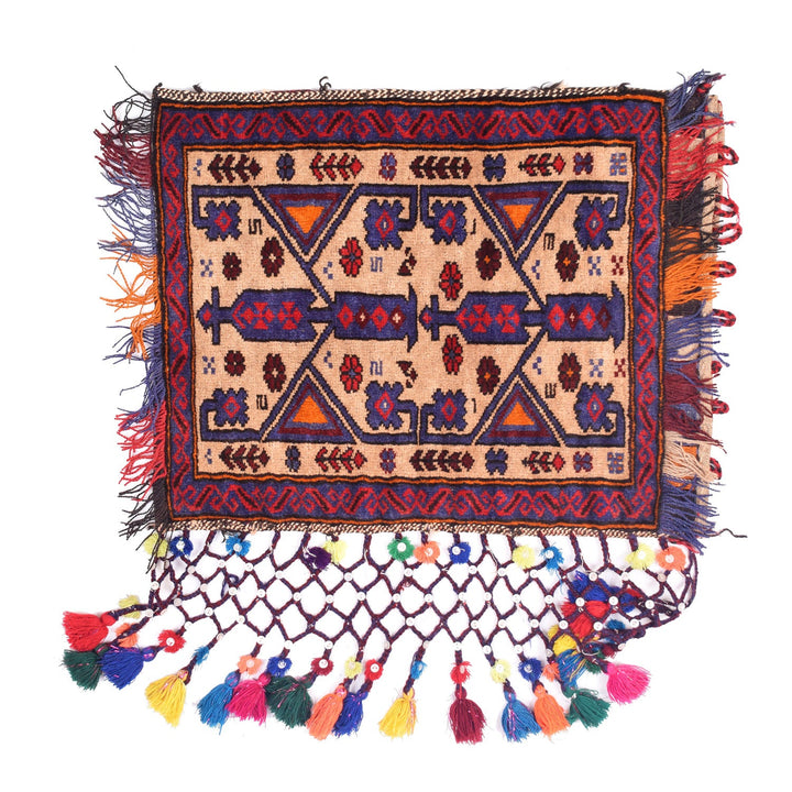 Beige Afghan Balisht Rug 1' 8" x 2' 3" Hand-Knotted