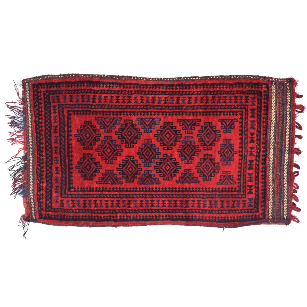 Red Afghan Balisht Rug 2' x 3' 7" Hand-Knotted
