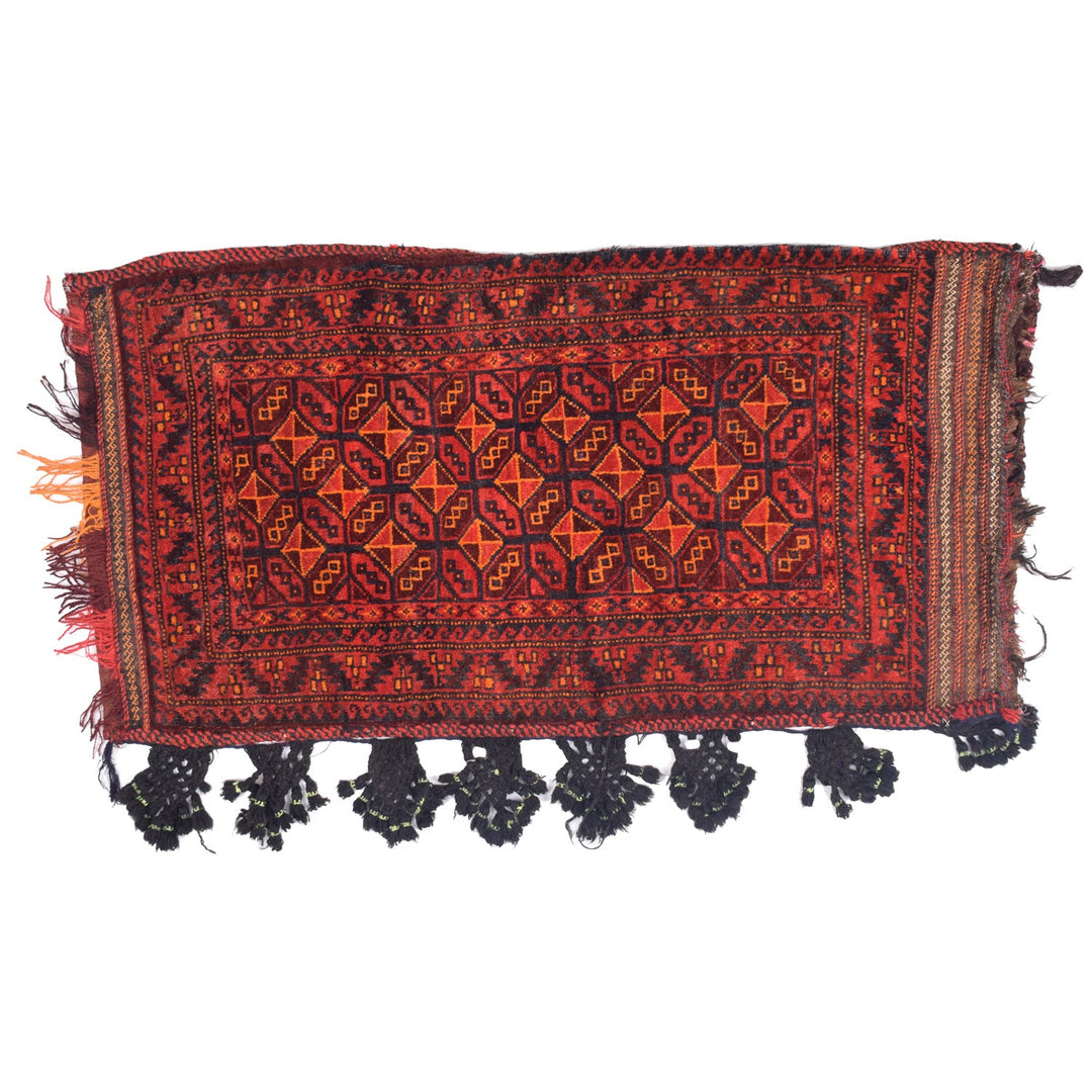 Red Afghan Balisht Rug 1' 9" x 3' 6" Hand-Knotted