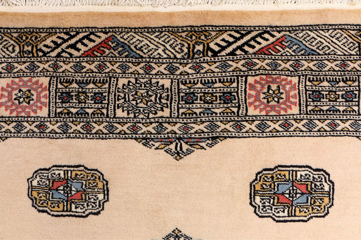 White Pakistani Bokhara Rug 4' x 6' 4 Hand-Knotted view