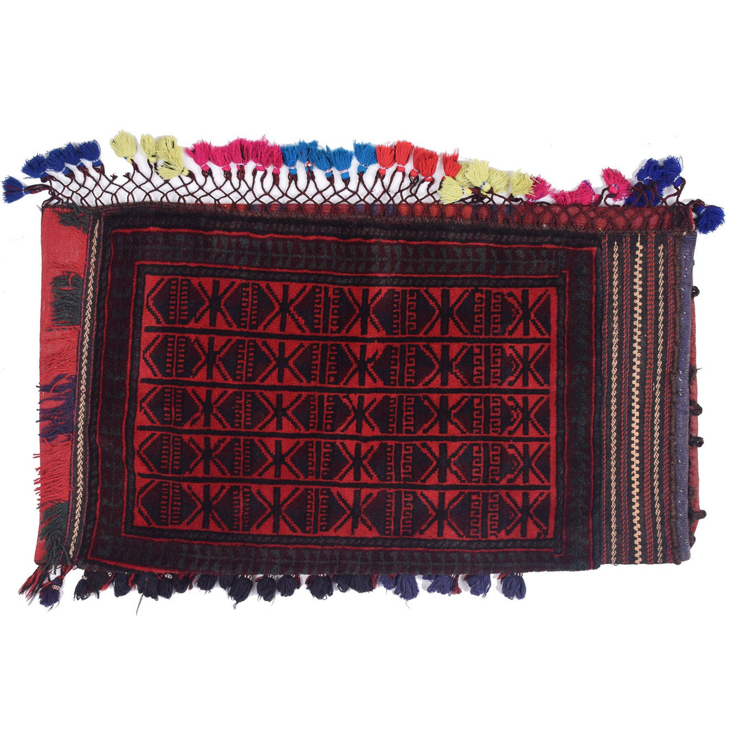 Red Afghan Balisht Rug 2' x 3' 6" Hand-Knotted