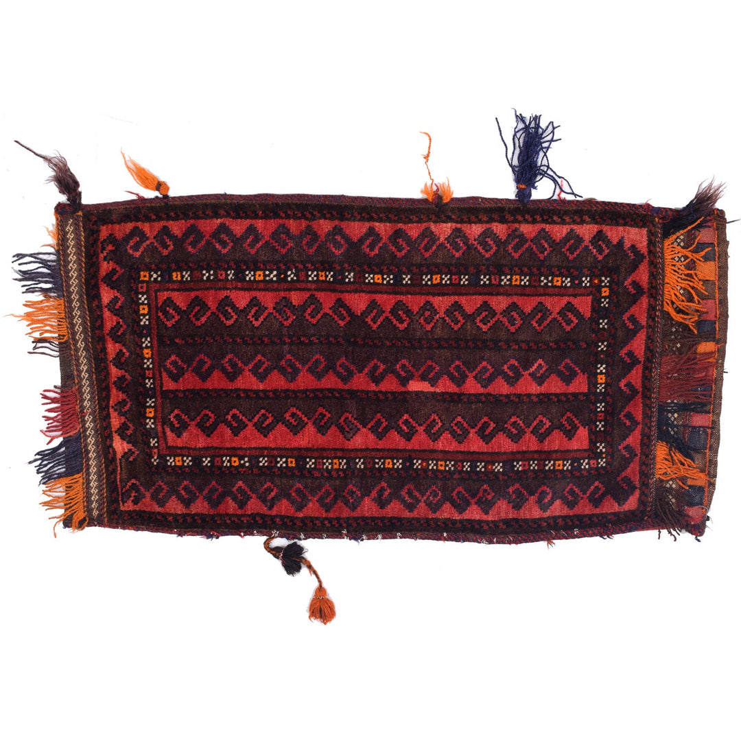 Red Afghan Balisht Rug 1' 9" x 3' 9" Hand-Knotted
