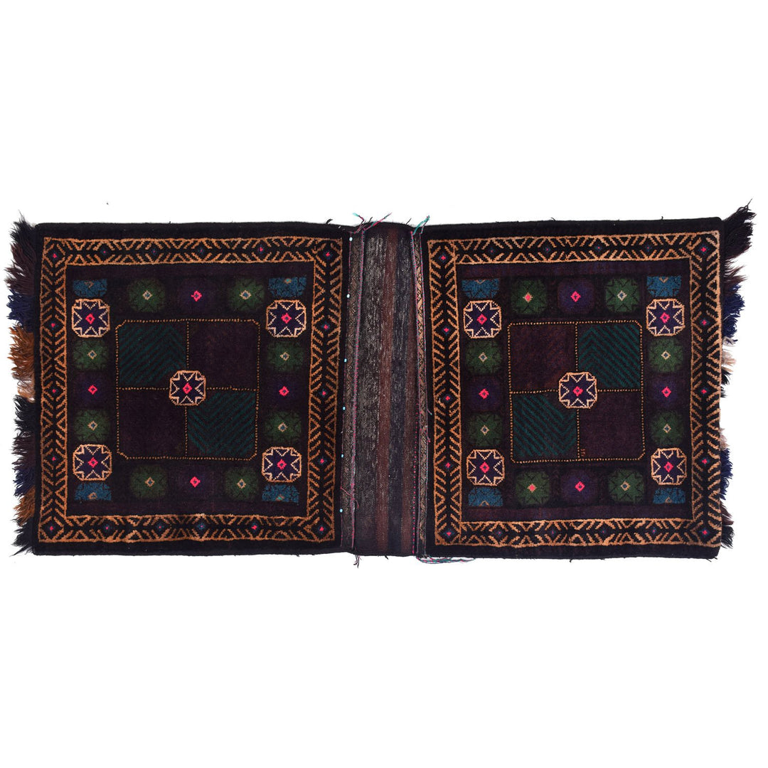 Afghan Saddle Bag Rug 2' 1" x 4' 3" Hand-Knotted