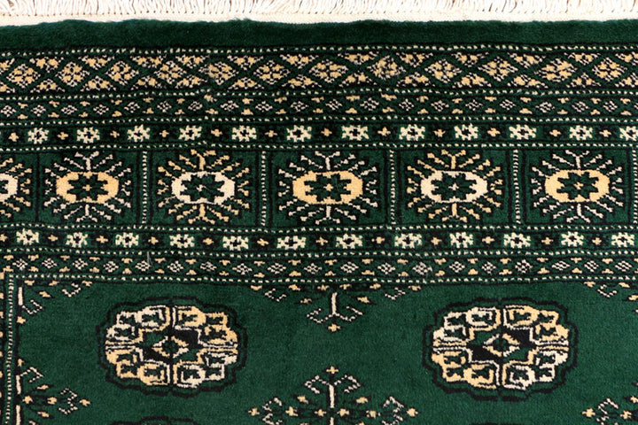 Green Pakistani Bokhara Rug 4' 2 x 6' Hand-Knotted view