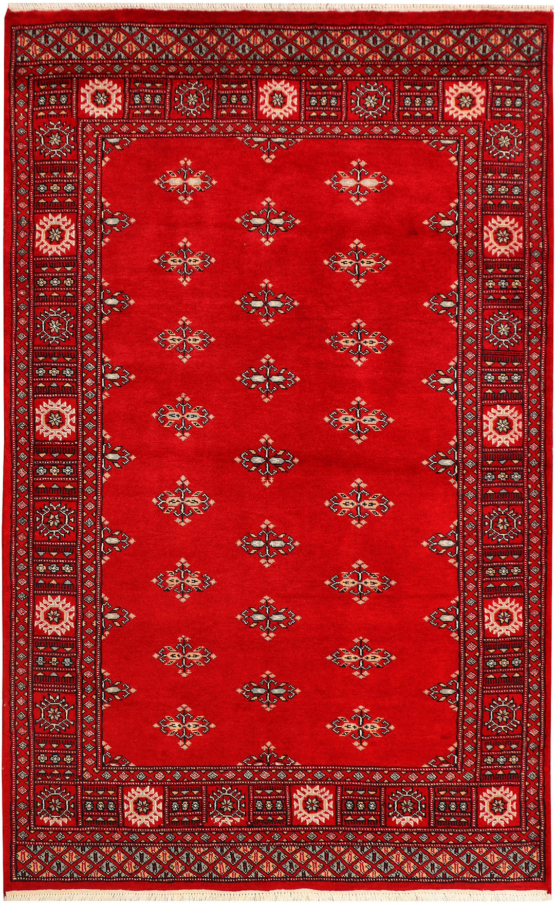Red Pakistani Oriental Rug 4' 1 x 6' 7 Hand-Knotted