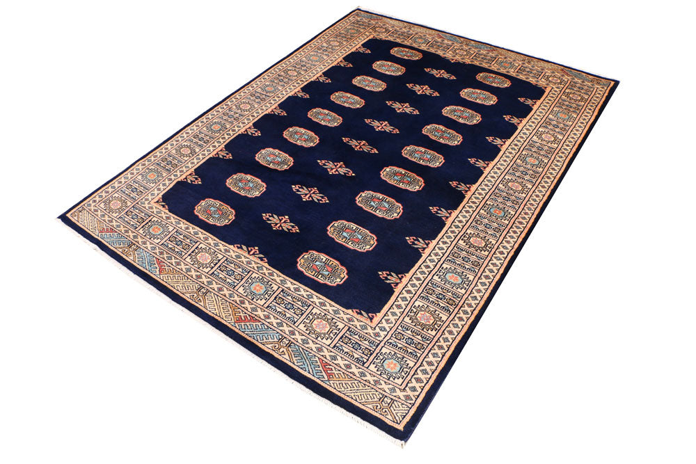 Navy Bokhara 4' 7 x 6' 2 - No. 41349 - ALRUG Rug Store
