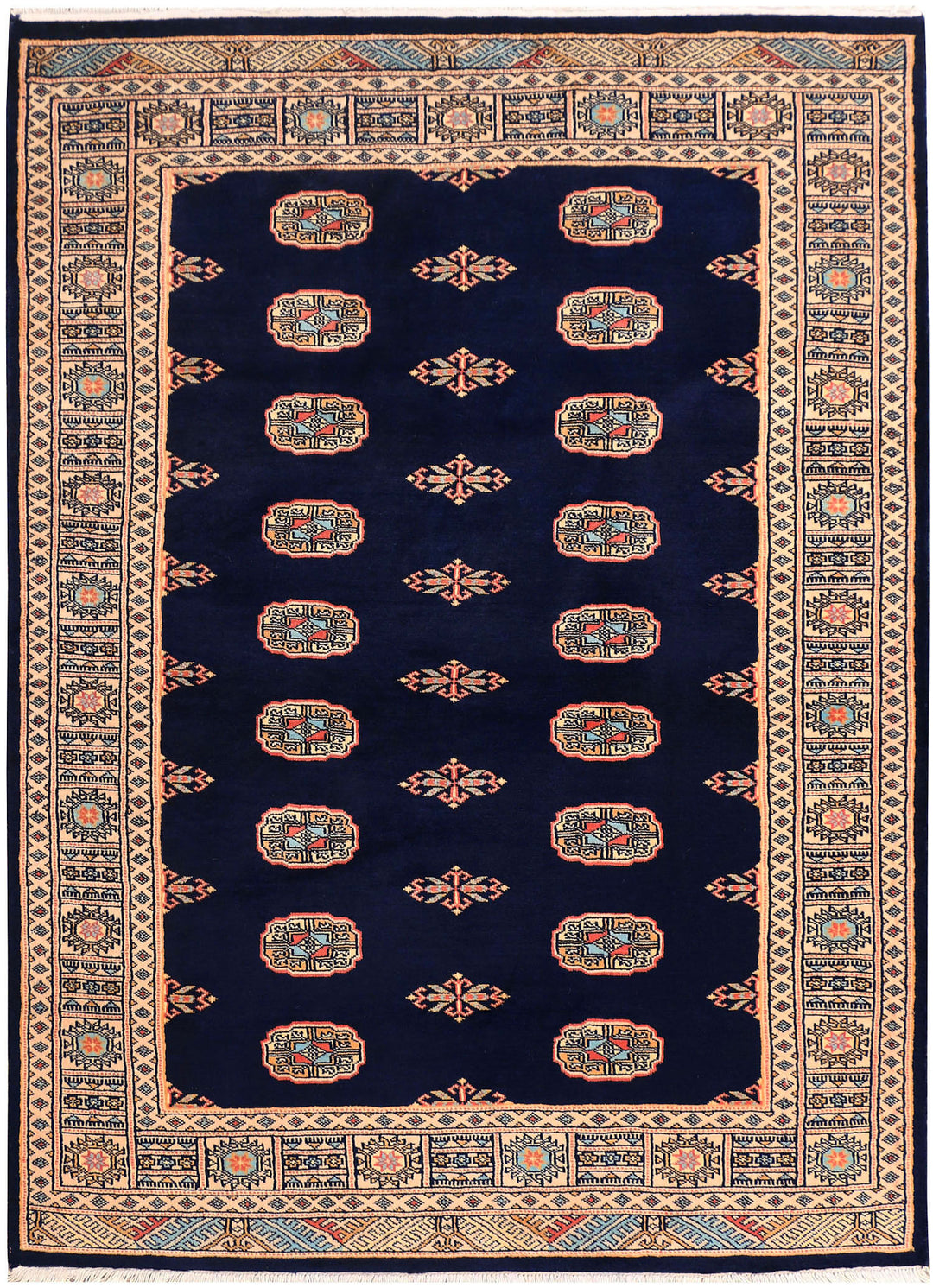 Navy Bokhara 4' 7 x 6' 2 - No. 41349 - ALRUG Rug Store