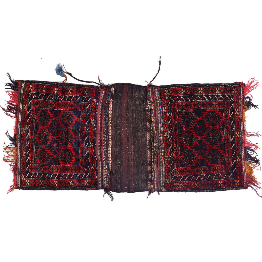 Red Afghan Oriental Rug 2' 1" x 4' 6" Hand-Knotted