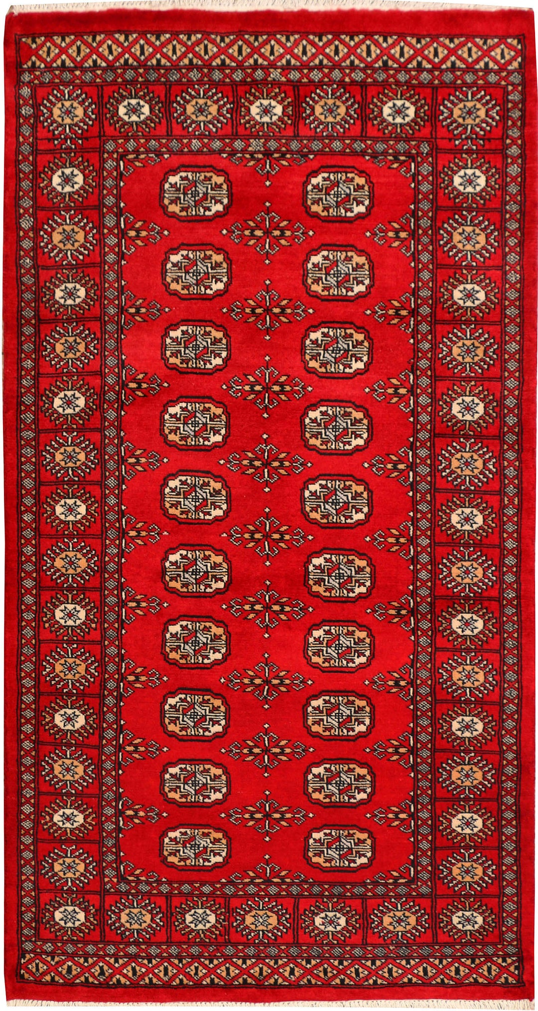 Red Pakistani Bokhara Rug 3' x 5' 8 Hand-Knotted