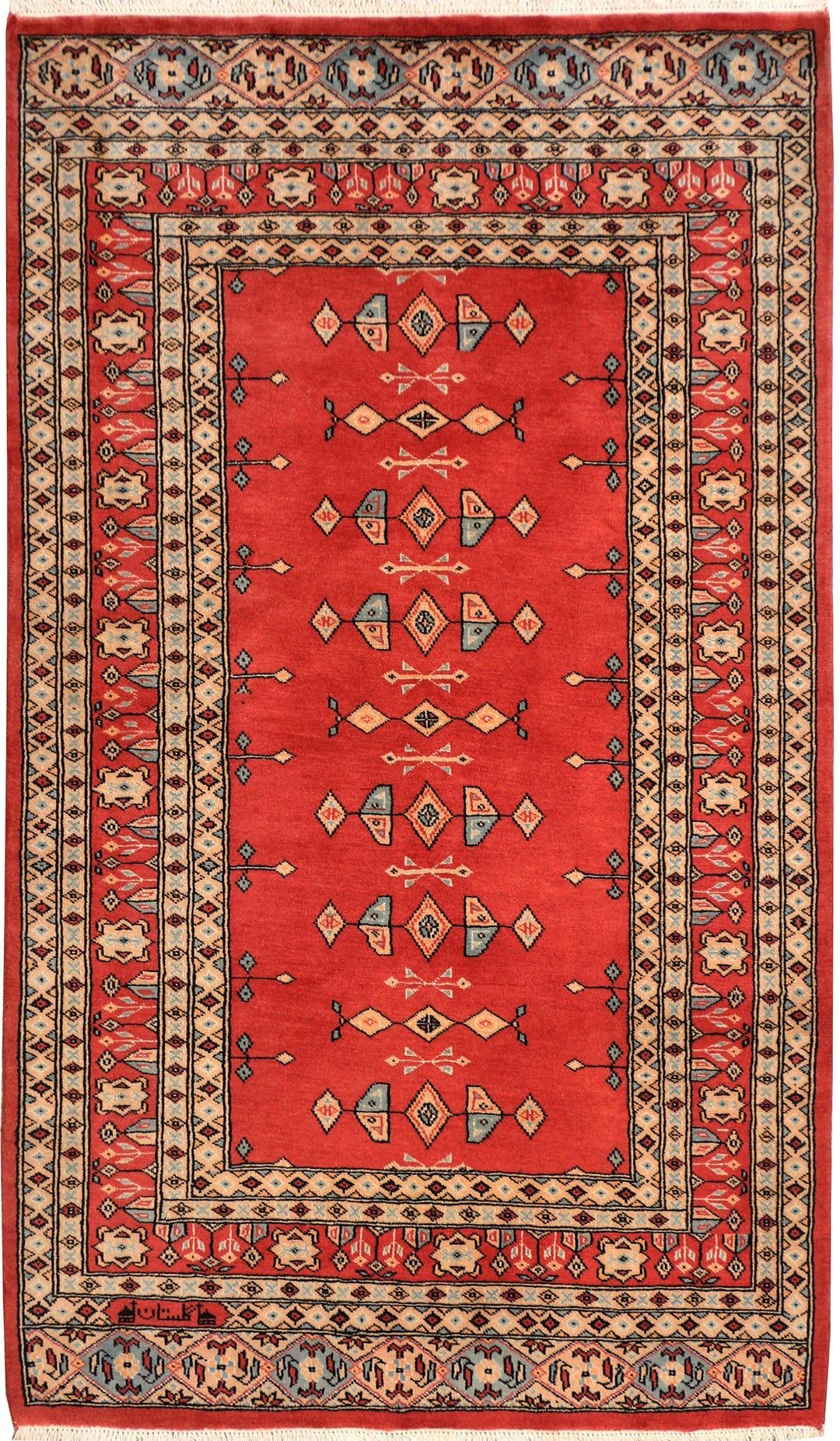 Orange Caucasian Oriental Rug 3'5" x 6' Hand-Knotted