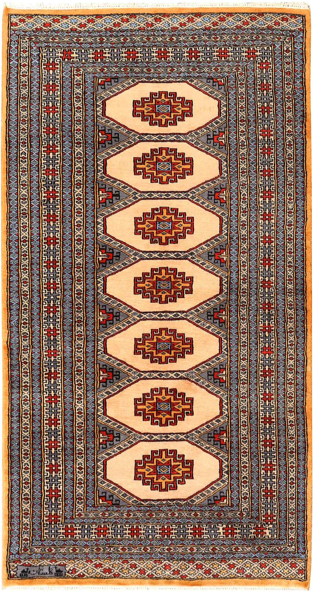 White Pakistani Jaldar Rug 3' x 5'9" Hand-Knotted