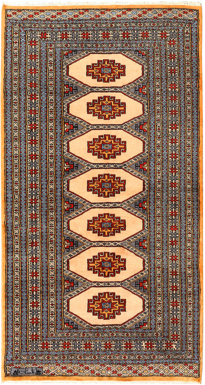 White Pakistani Jaldar Rug 3' x 5'9" Hand-Knotted