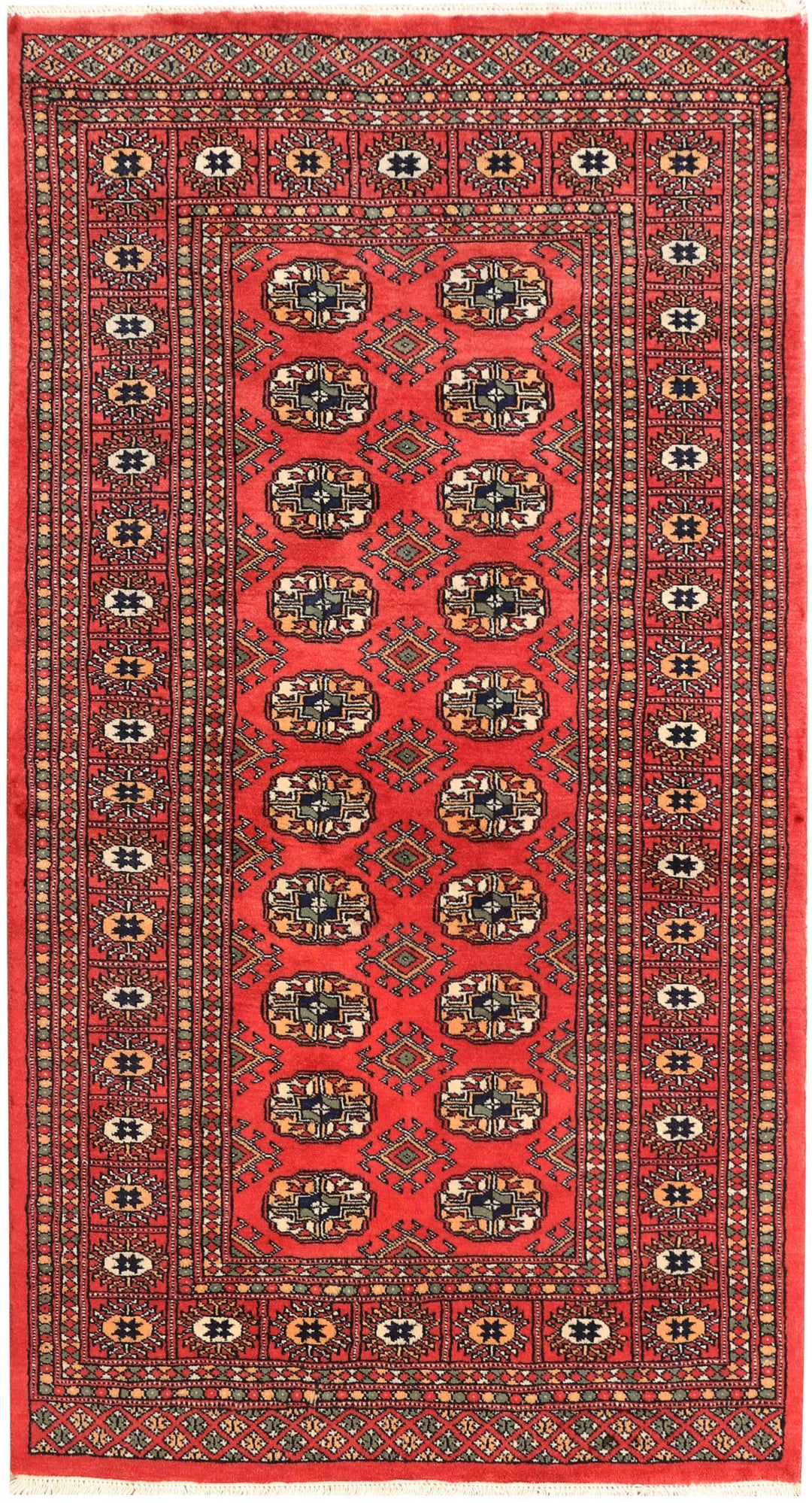 Salmon Pakistani Bokhara Rug 3' x 5' 8 Hand-Knotted