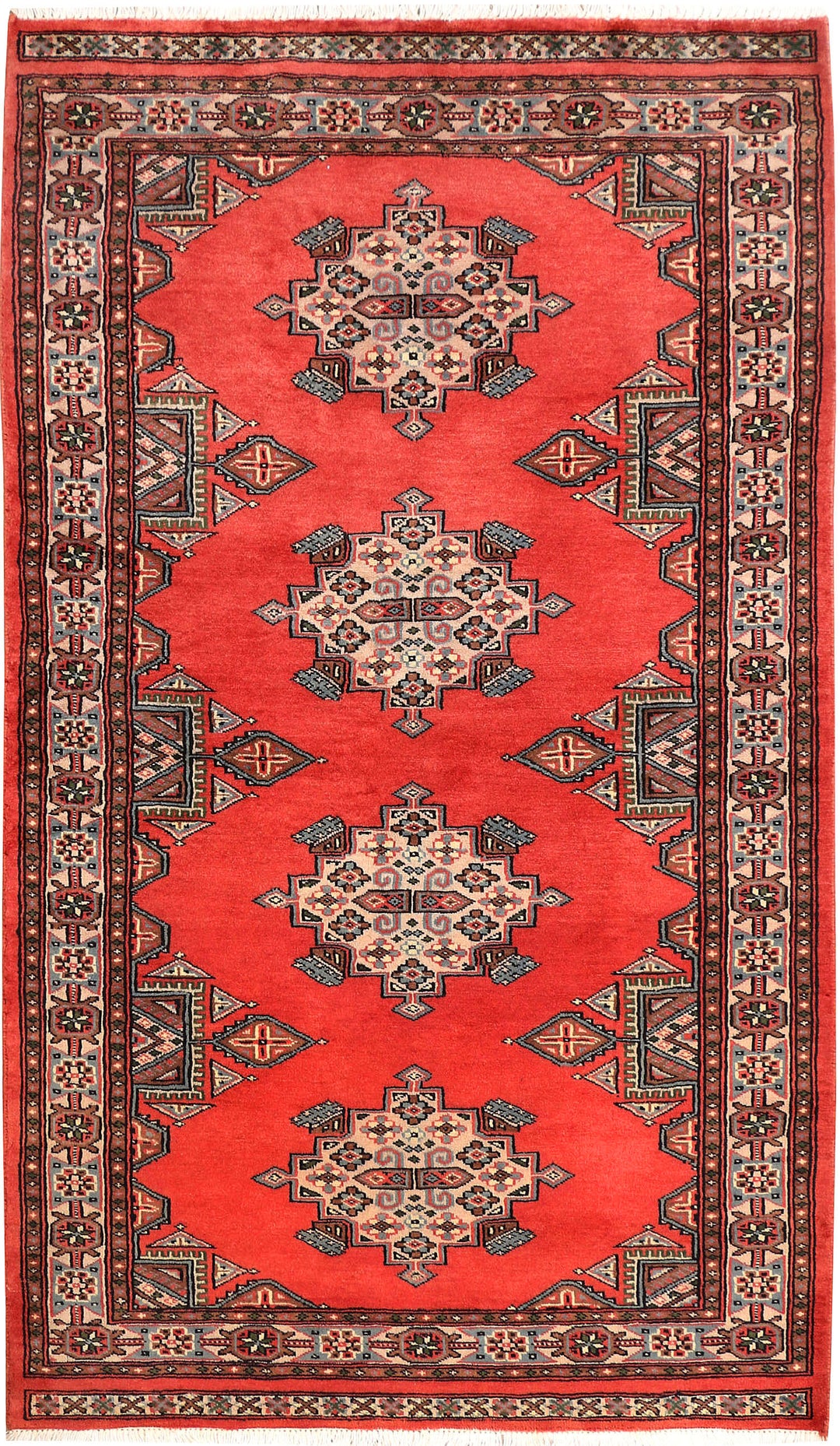 Orange Pakistani Caucasian Rug 3' 4" x 5' 9" Hand-Knotted