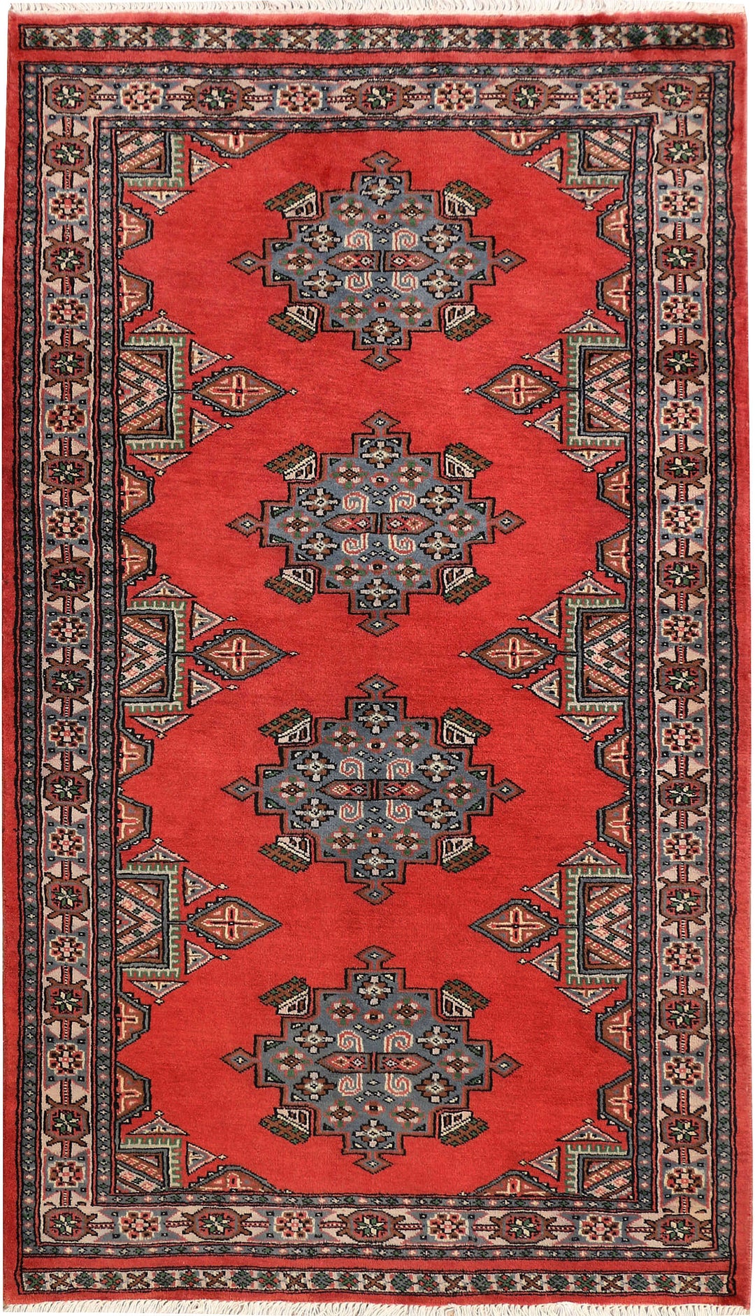 Orange Caucasian Oriental Rug 3' 4" x 5' 9" Hand-Knotted
