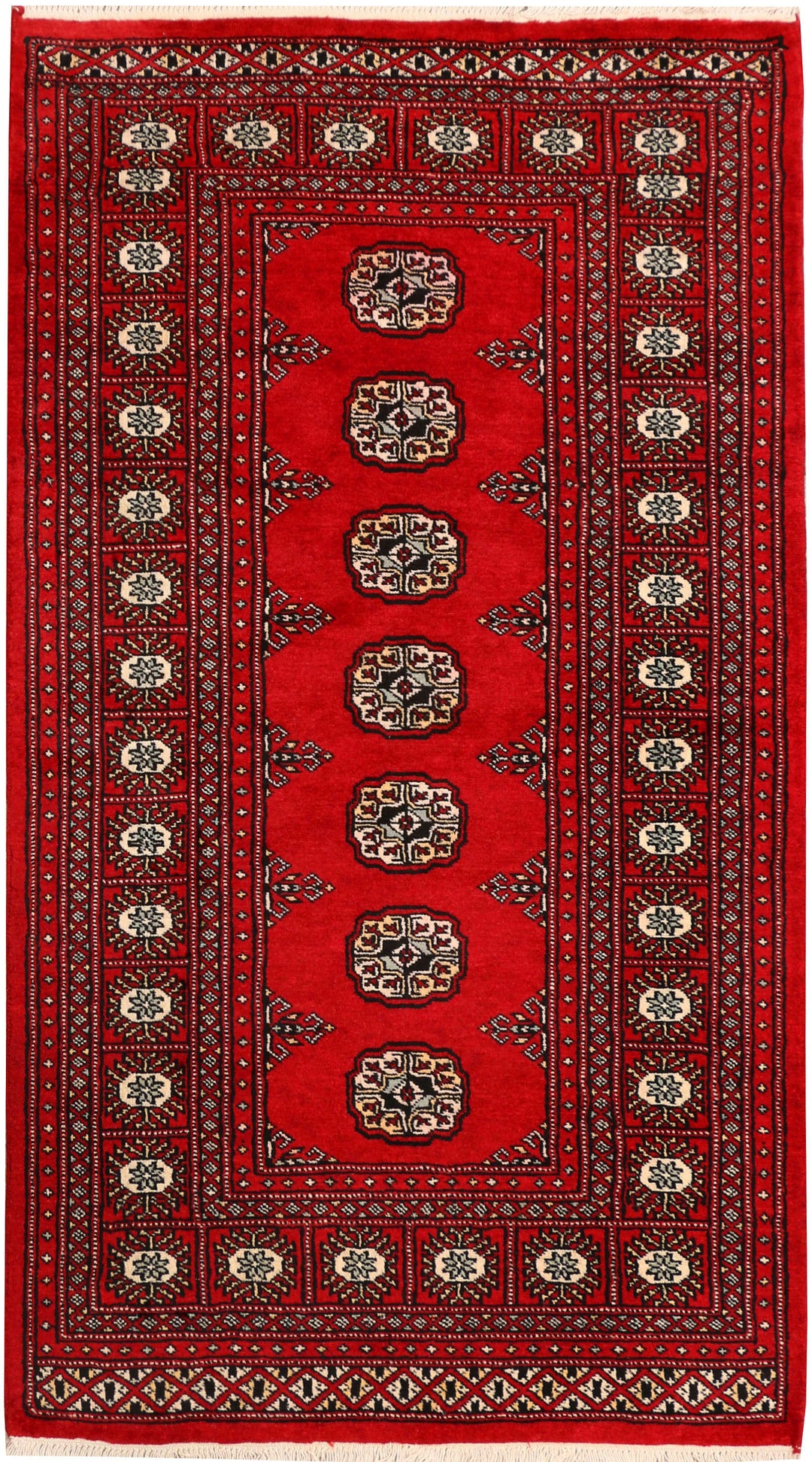 Red Pakistani Bokhara Rug 3' 1 x 5' 8 Hand-Knotted