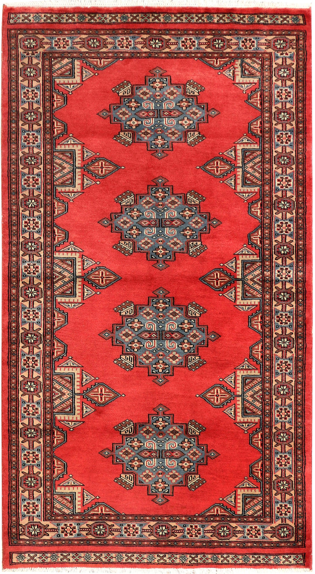 Orange Pakistani Caucasian Rug 3' 4 x 5' 10 Hand-Knotted