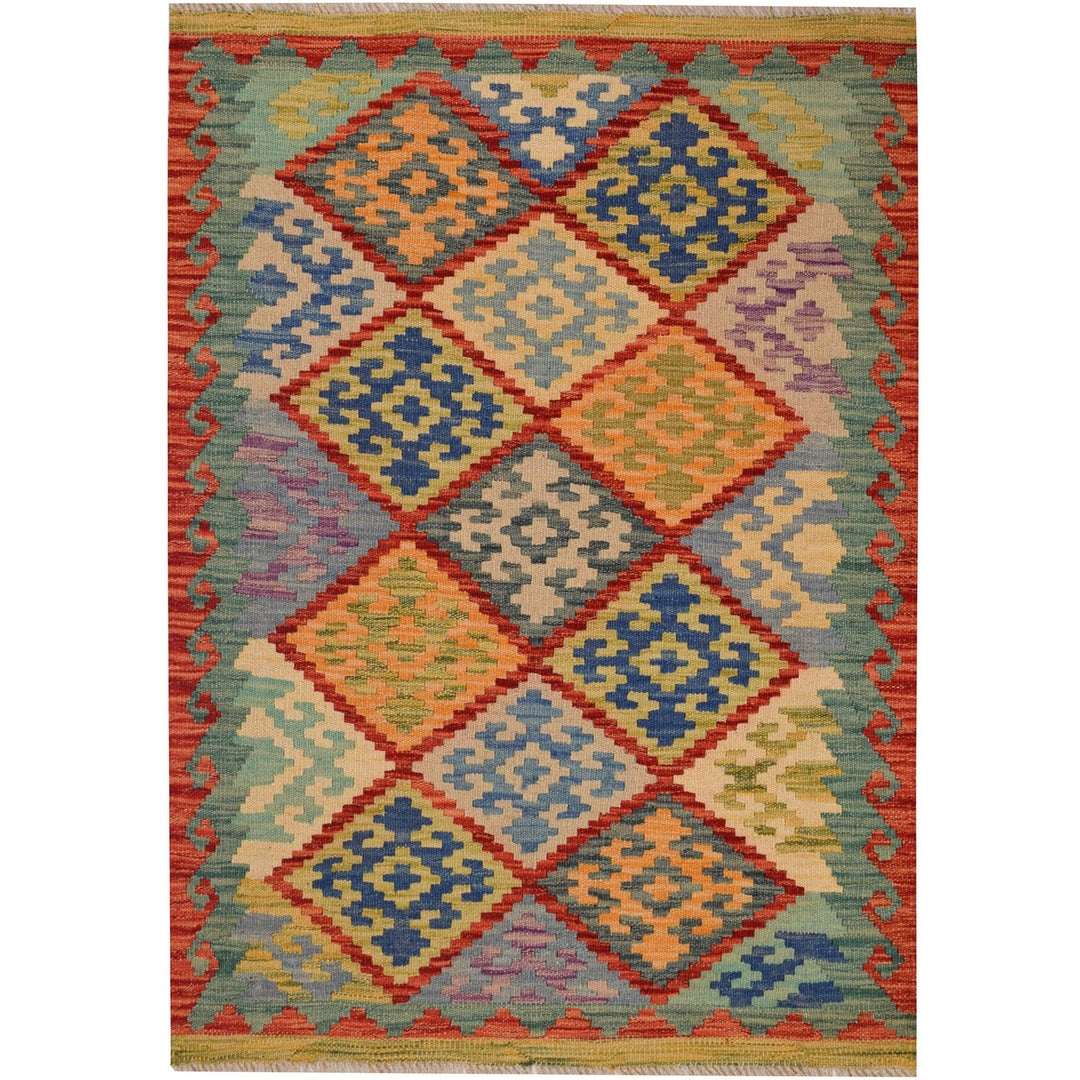 Afghan Vegetable Kilim Rug 2' 7" x 3' 9" Flat-Weave