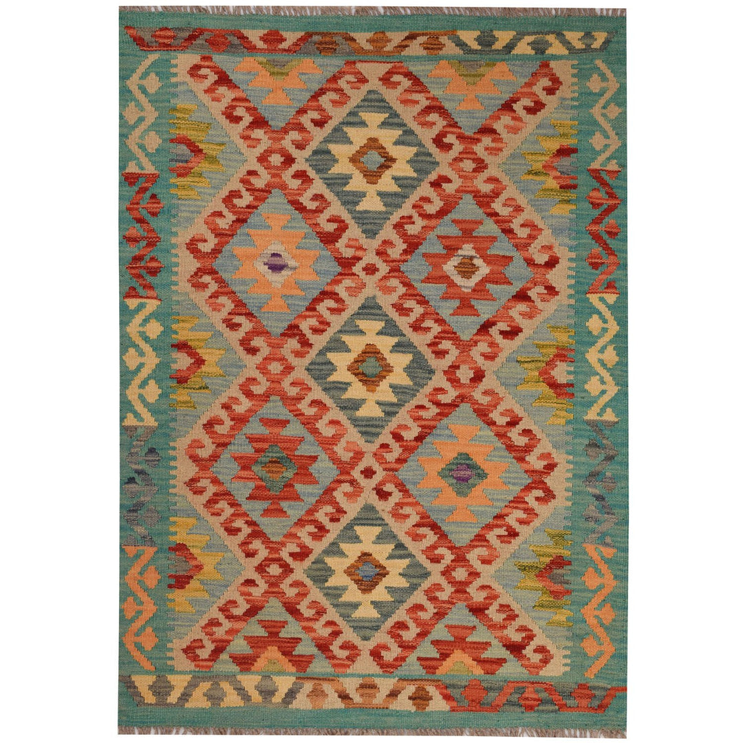 Afghan Kilim Rug 2' 8" x 4' Flat-Weave