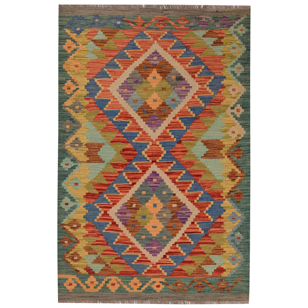 Afghan Kilim Rug 2' 7" x 4' 1" Flat-Weave