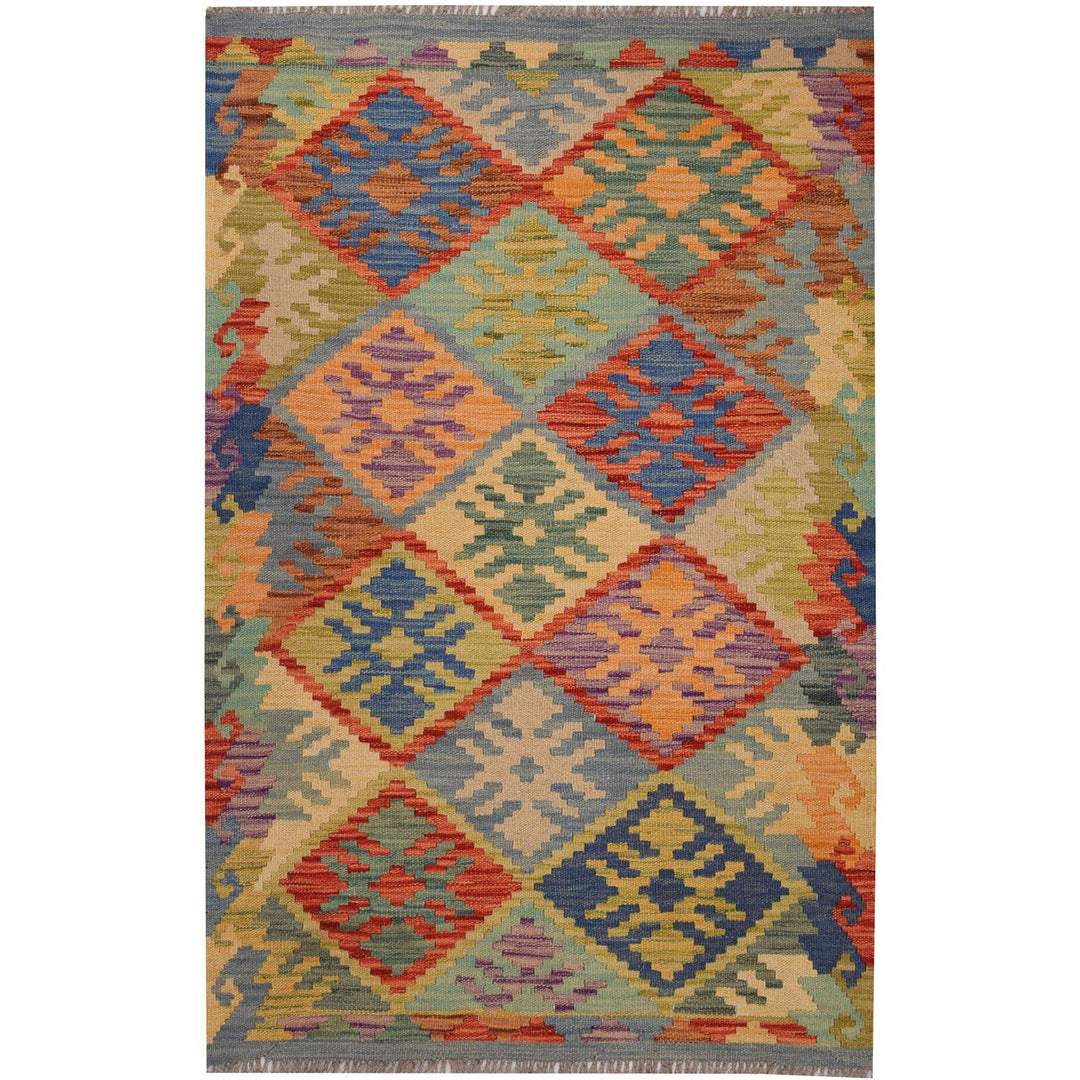 Afghan Kilim Rug 2' 6" x 4' 1" Flat-Weave