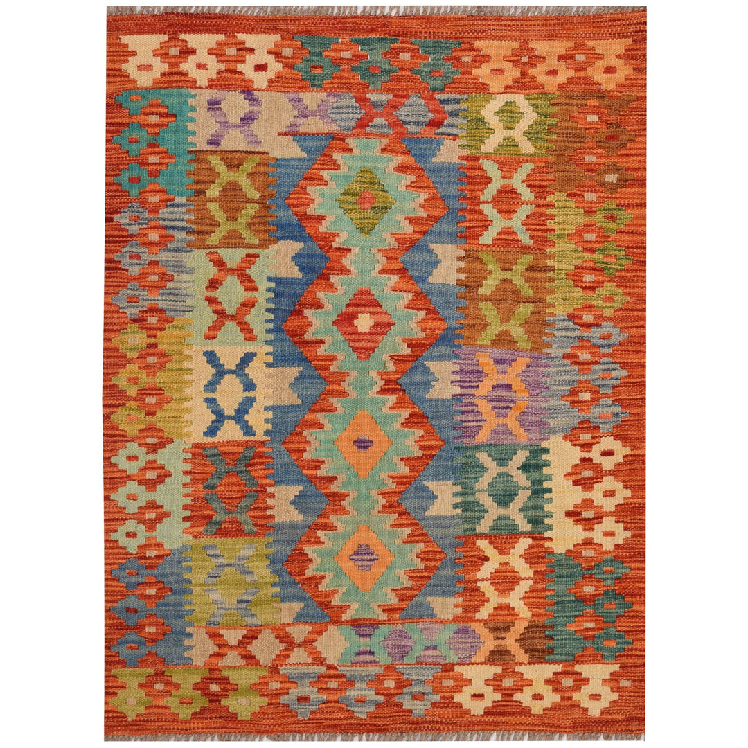 Afghan Kilim Rug 2' 8" x 3' 8" Flat-Weave