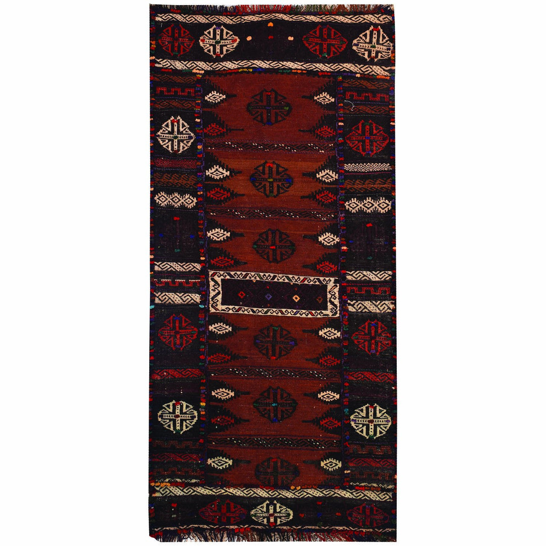 Afghan Sufra Kilim Rug 2' 4" x 5' Flat-Weave