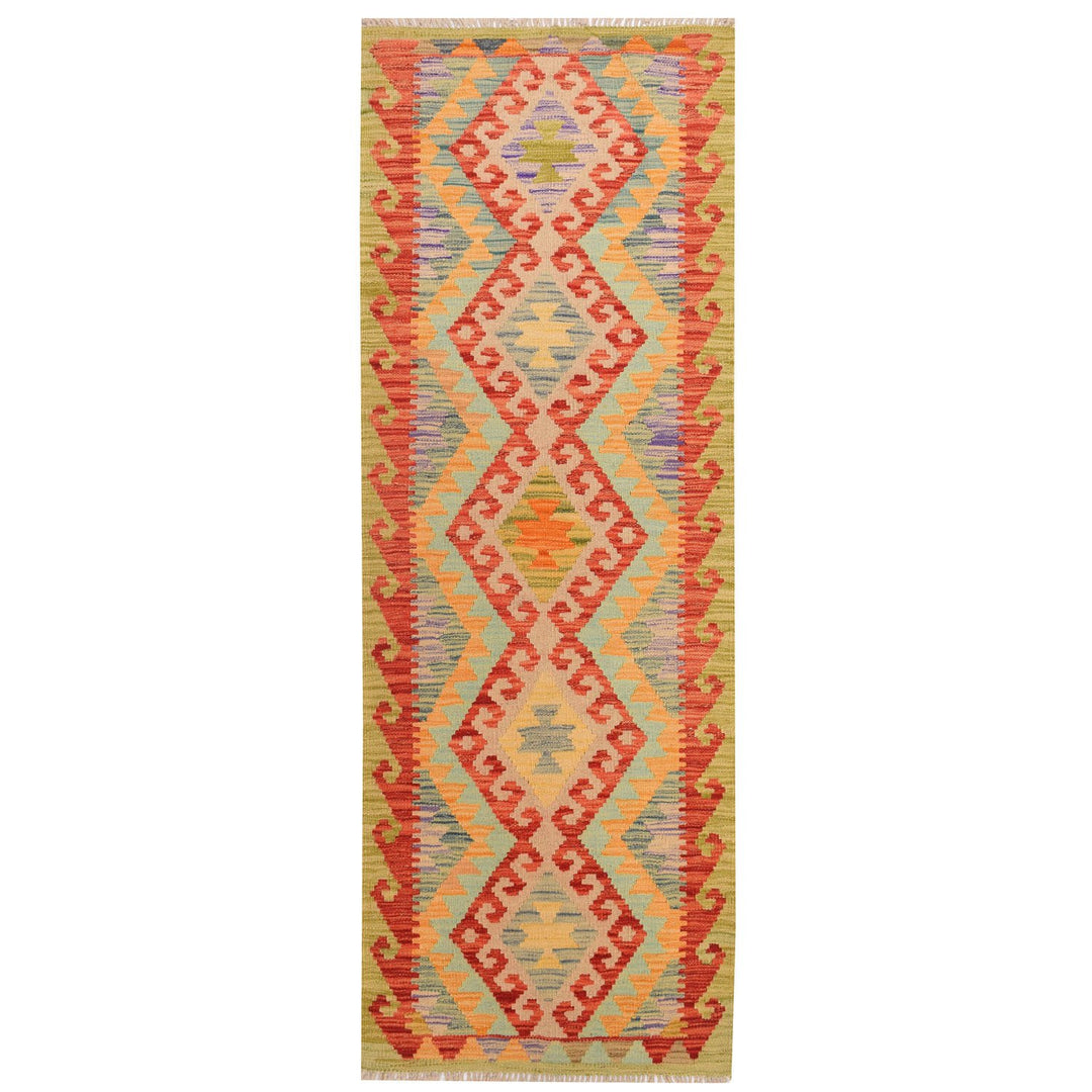 Afghan Vegetable Kilim Rug 2' 1" x 5' 8" Flat-Weave