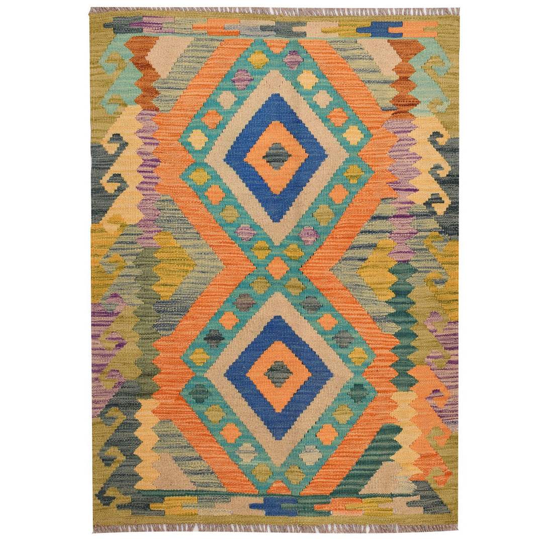 Afghan Kilim Rug 2' 6" x 3' 9" Flat-Weave