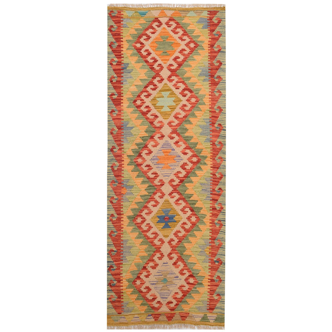 Afghan Vegetable Kilim Rug 2' 1" x 5' 8" Flat-Weave