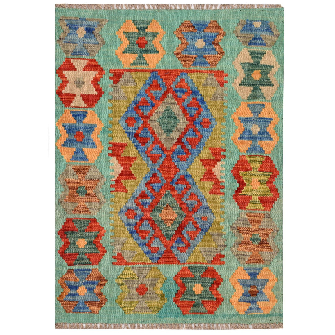 Afghan Kilim Rug 2' x 2' 6" Flat-Weave