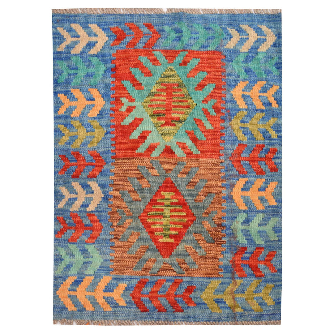 Afghan Vegetable Kilim Rug 2' x 2' 5" Flat-Weave