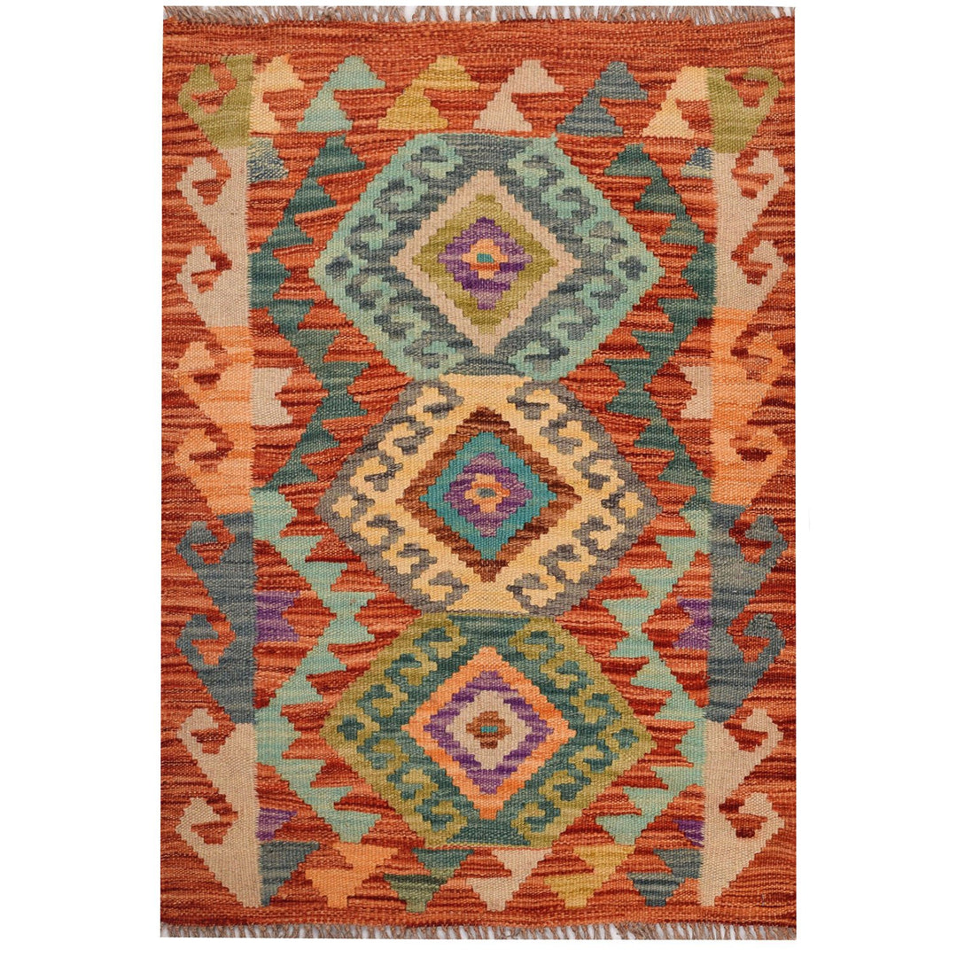 Afghan Kilim Rug 2' x 2' 7" Flat-Weave