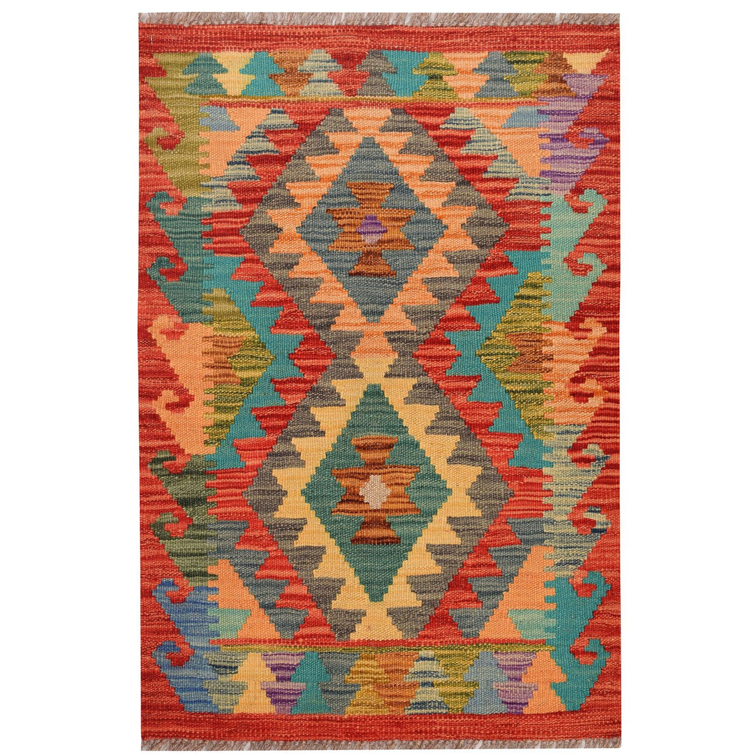 Afghan Kilim Rug 1' 9" x 2' 8" Flat-Weave