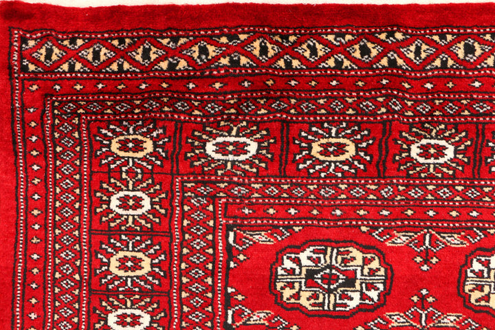Red Bokhara 3' 2 x 4' 10 - No. 44144 - ALRUG Rug Store