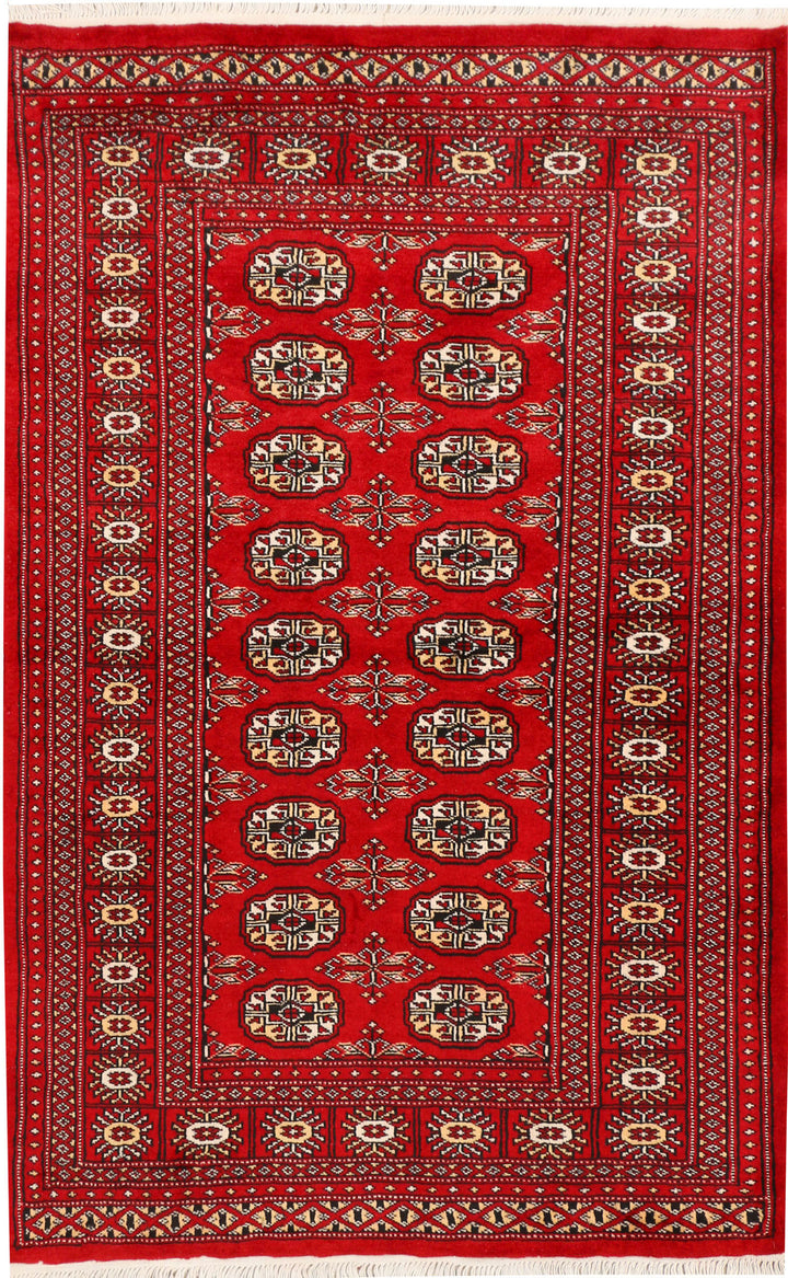 Red Bokhara 3' 2 x 4' 10 - No. 44144 - ALRUG Rug Store