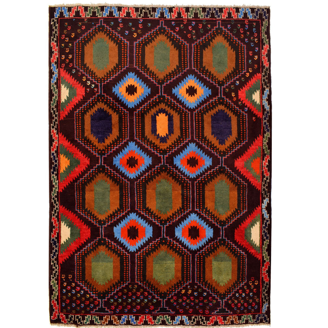Afghan Baluchi Rug 6' 6" x 9' 4" Hand-Knotted