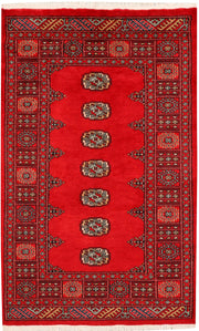 Red Bokhara 3' 2 x 4' 11 - No. 44153 - ALRUG Rug Store