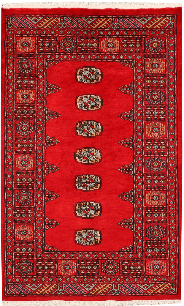 Red Bokhara 3' 2 x 4' 11 - No. 44153 - ALRUG Rug Store