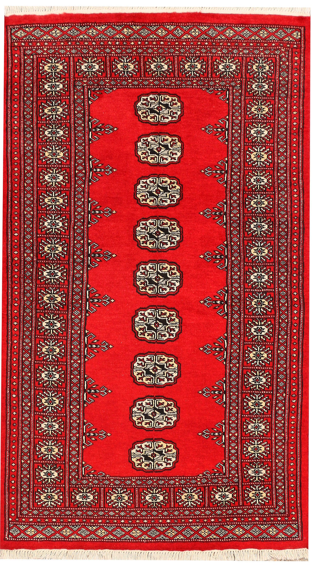 Red Pakistani Bokhara Rug 2' 11 x 5' 1 Hand-Knotted