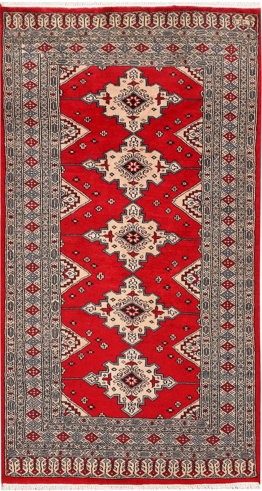 Red Caucasian Oriental Rug 3' x 5' 7 Hand-Knotted