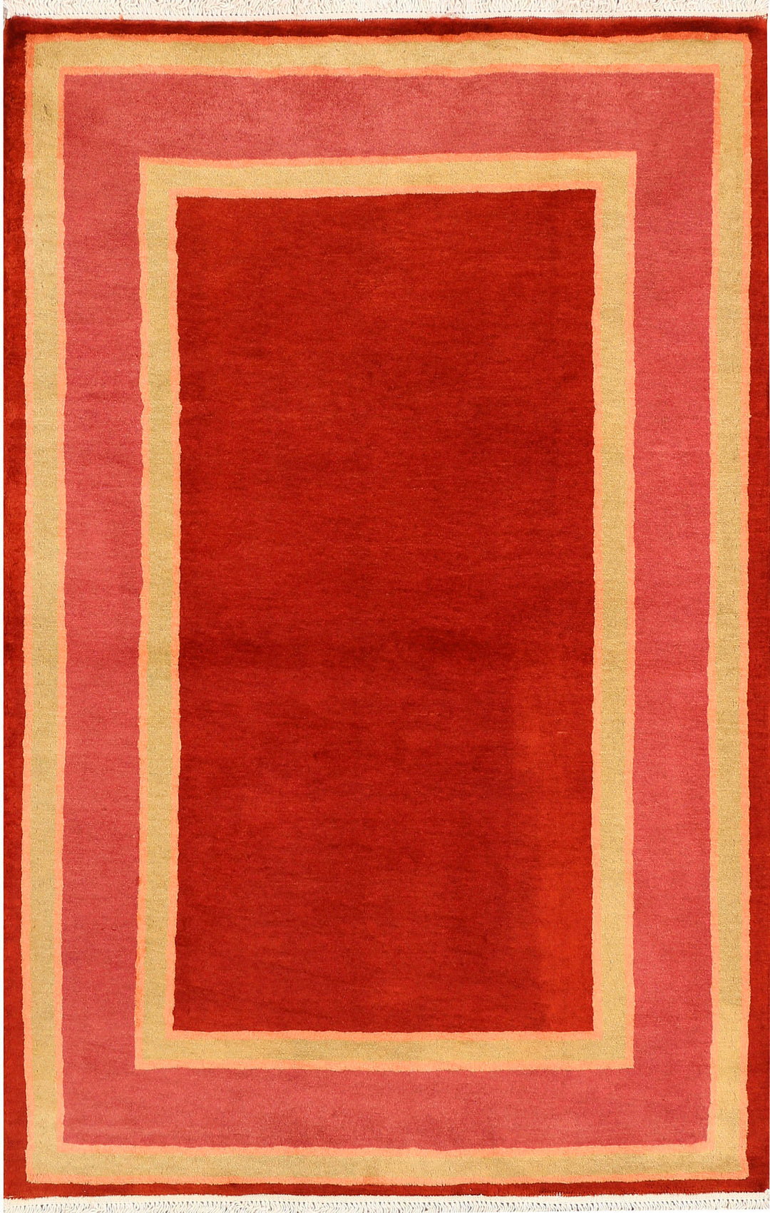 Red Caucasian Oriental Rug 3'2" x 4'9" Hand-Knotted