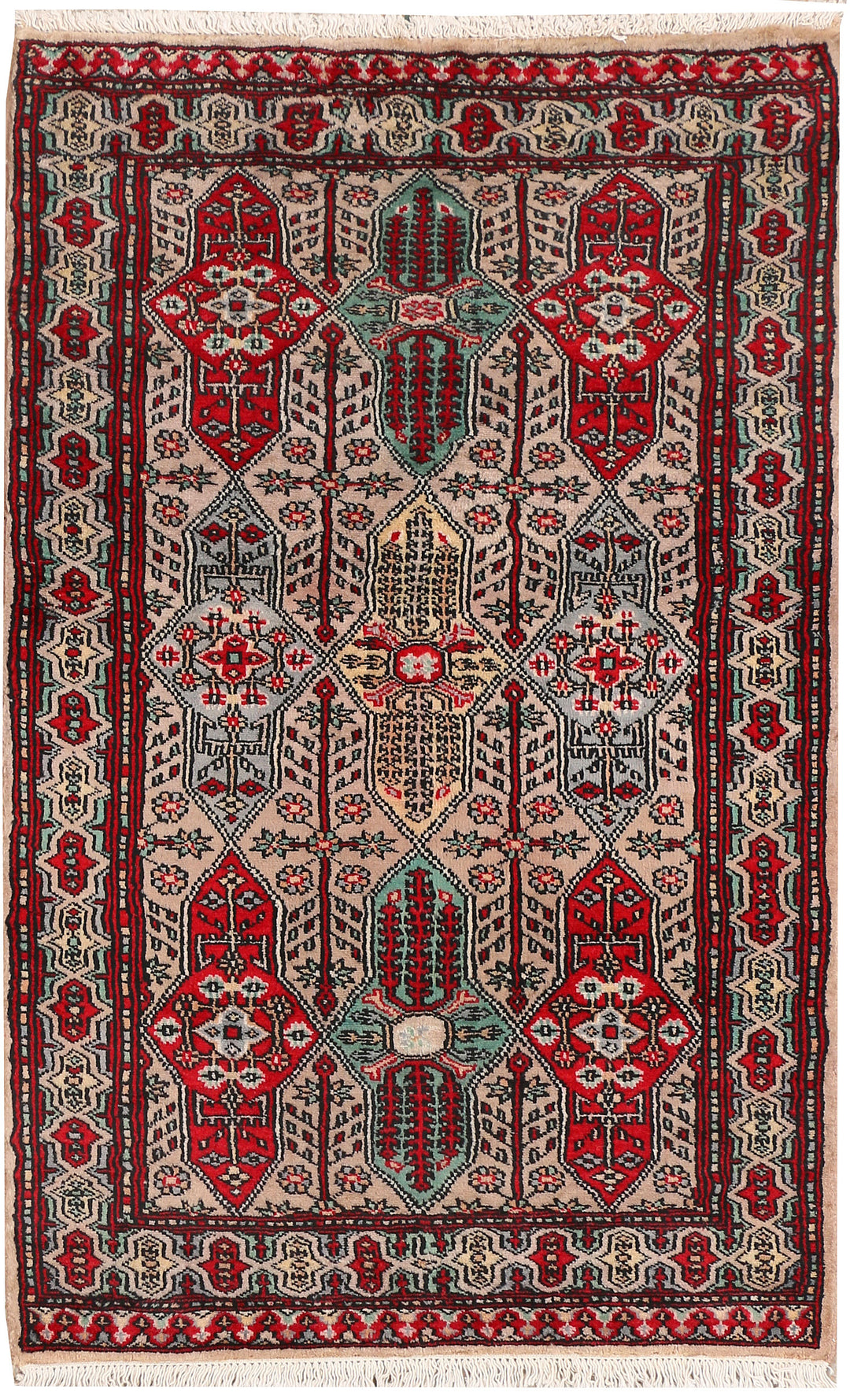 Tan Caucasian Oriental Rug 2' 7" x 4' Hand-Knotted