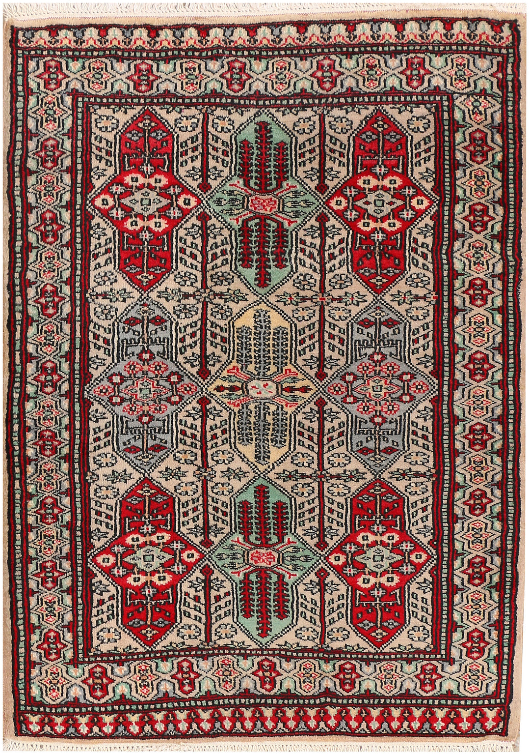 Tan Caucasian Oriental Rug 2' 8" x 3' 7" Hand-Knotted