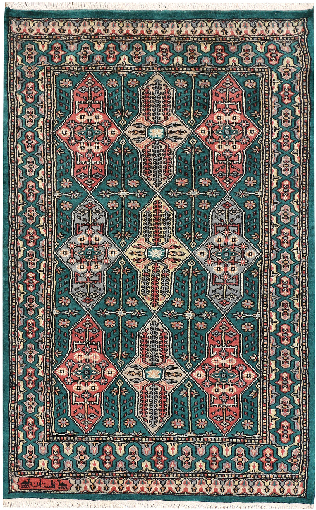 Teal Caucasian 2' 7 x 4' 1 - No. 44572 - ALRUG Rug Store