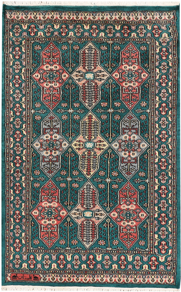 Teal Caucasian 2' 7 x 4' 1 - No. 44572 - ALRUG Rug Store