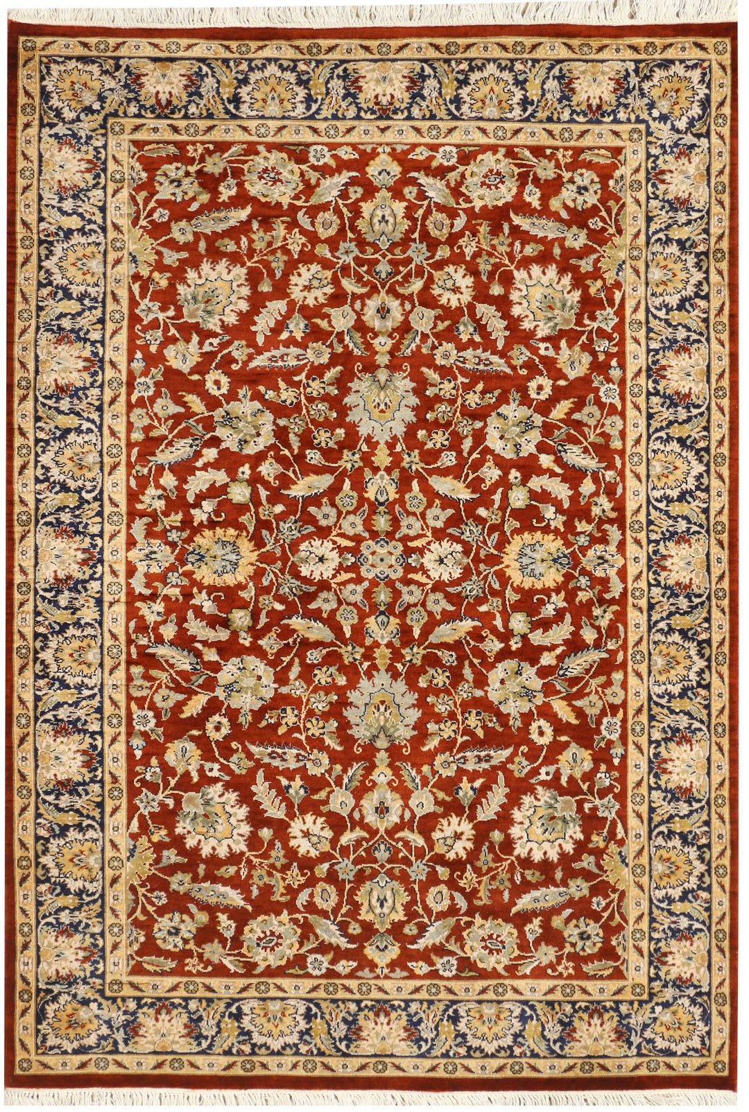 Sienna Afghan Mahal Rug 4' 2" x 5' 10" Hand-Knotted